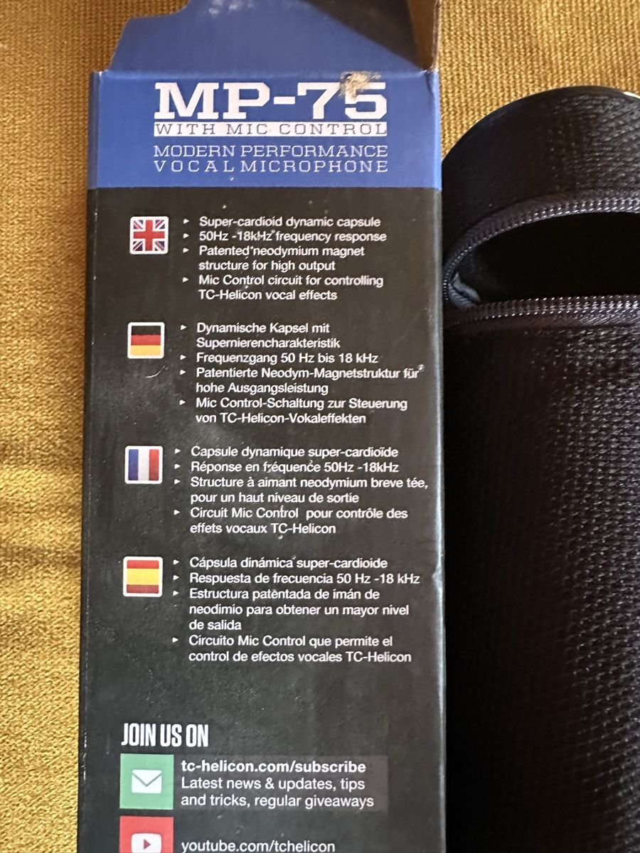 TC Helicon Microfoni: TC Helicon TP75 Microphone, mit Mic Control und Fenderkabel – Usato da Tschierv venduto da Screamingwolfguitars 1