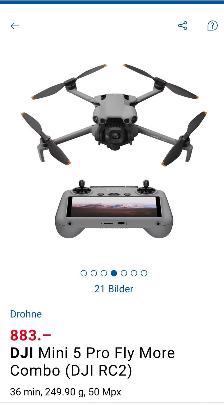 DJI RC Modellbau: Neue DJI Mini 5 Pro Ab 450.Fr – Neu und originalverpackt aus Solothurn von Electronic.3