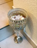 Kerzenhalter Mosaik Glas Schmetterling Perlen weiss 25cm