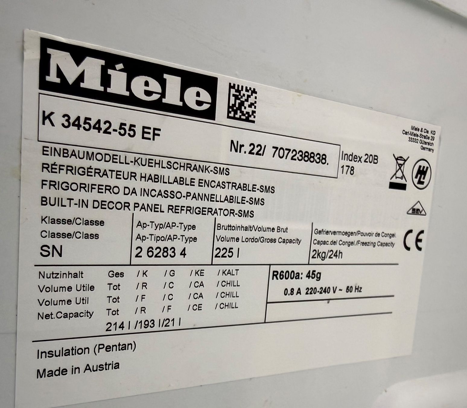 Miele Frigoriferi: Miele A++ Einbaukühlschrank CH Norm 55cm – Usato da Kloten venduto da top2000 5