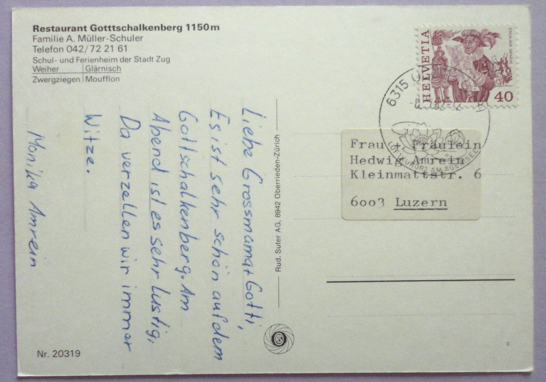 Cartes postales: Restaurant Gottschalkenberg 1150 m – D'occasion à Fétigny par Billy2miny 1