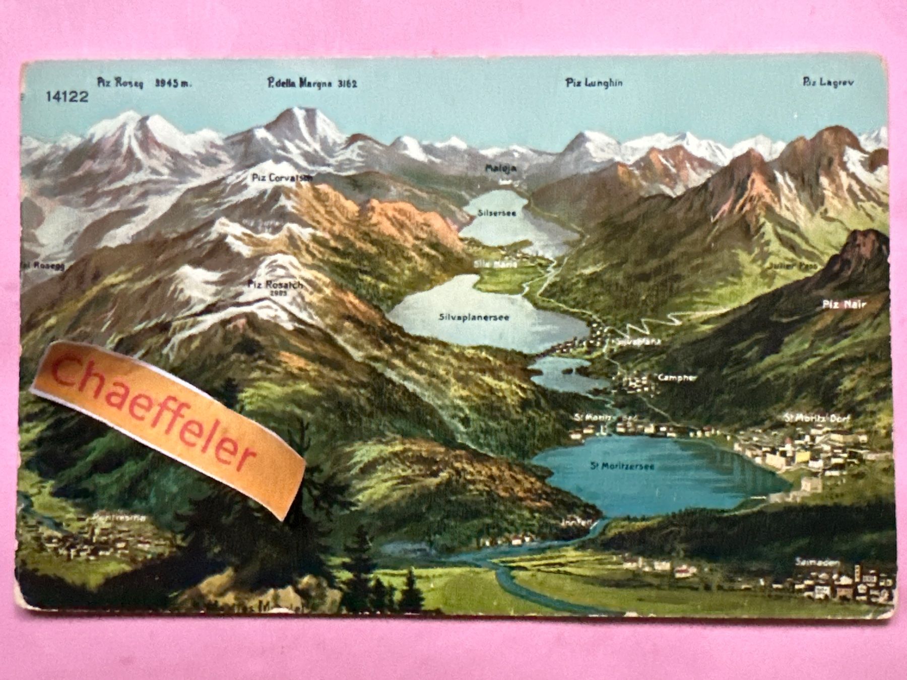 Ansichtskarten: St. Moritz, Silvaplanersee, Silsersee, Pontresina – Gebraucht aus Zürich von Chaeffeler