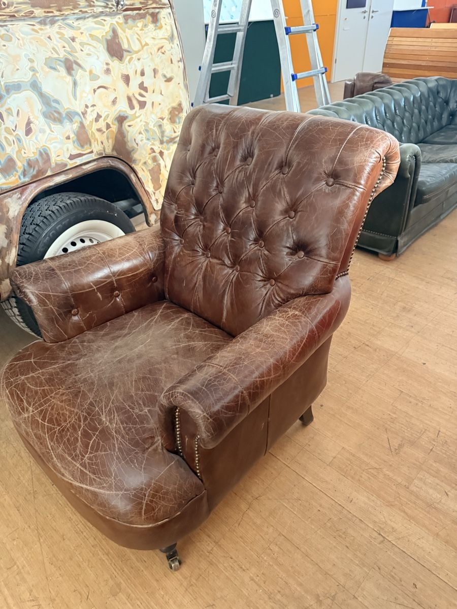 Chesterfield Poltrone: Chesterfield Sessel echt Leder braun – Usato da Zürich venduto da Moreandmore 2