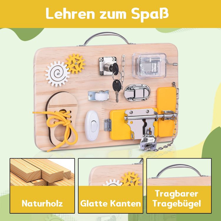 Montessori Busy Board – Aktivitätsbuch Mit 26 Lernspielen Auf 8 Seiten, Für Kinder Ab 1 Jahr | Feinmotorik-Spielzeug Mit Meerjungfrau-Motiv