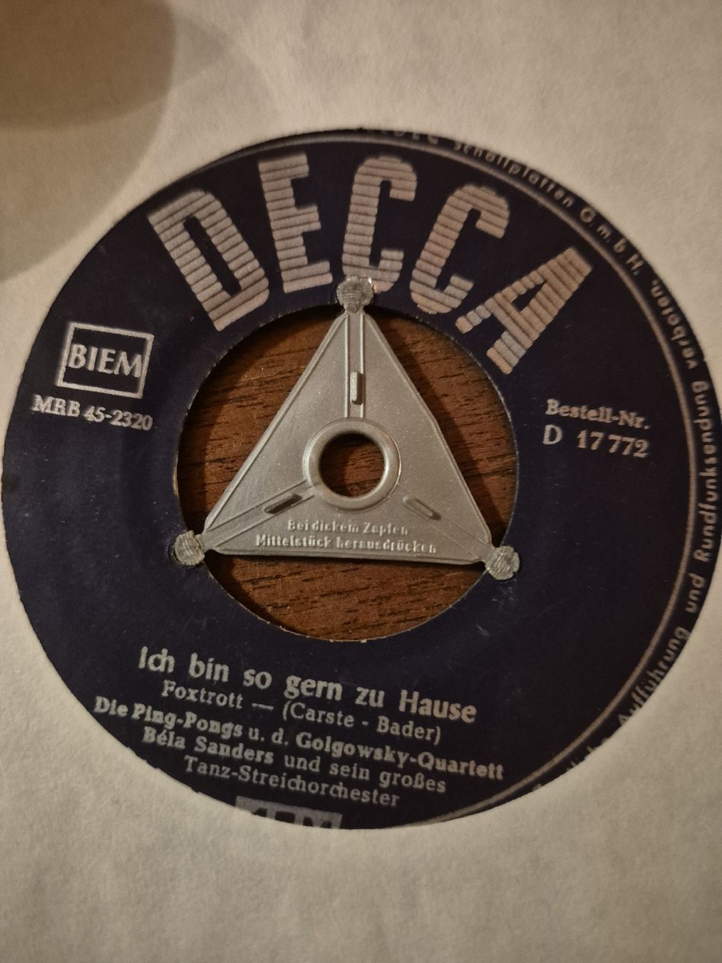 Schallplatten: DECCA Schellackplatte - Ich bin so gern zu Hause  – Gebraucht aus Grandval von JeroenK