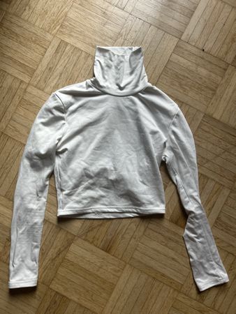 Long Sleeve Turtleneck Top White Size S