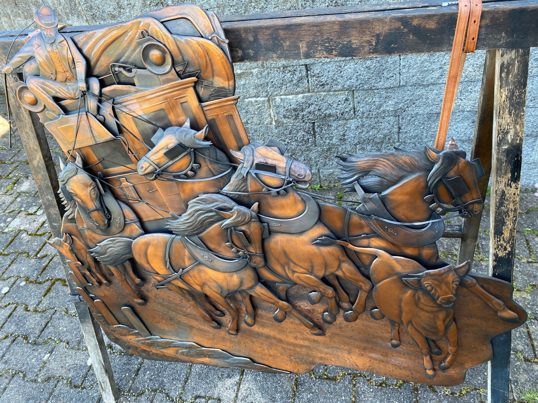Campanacci mucche: wunderschönes grosses Kupferrelief Postkutsche Rudolf Koller – Usato da Feldbach venduto da Fea1 4