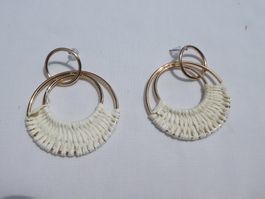 Grosse, leichte Rattan-Ohrstecker im Boho Style / NEU