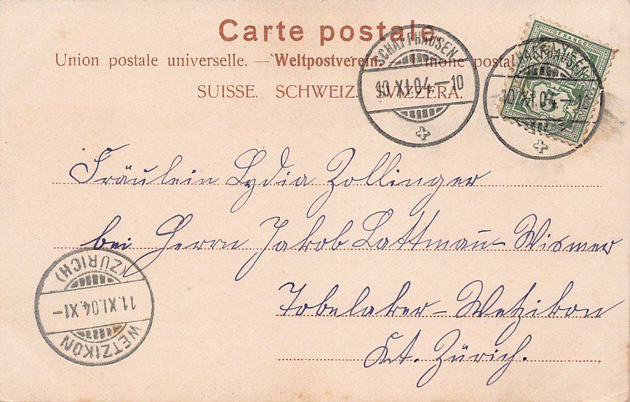 Cartoline postali: Schaffhausen, Herrenacker, gelaufen 1904 – Usato da Frauenfeld venduto da POML 1