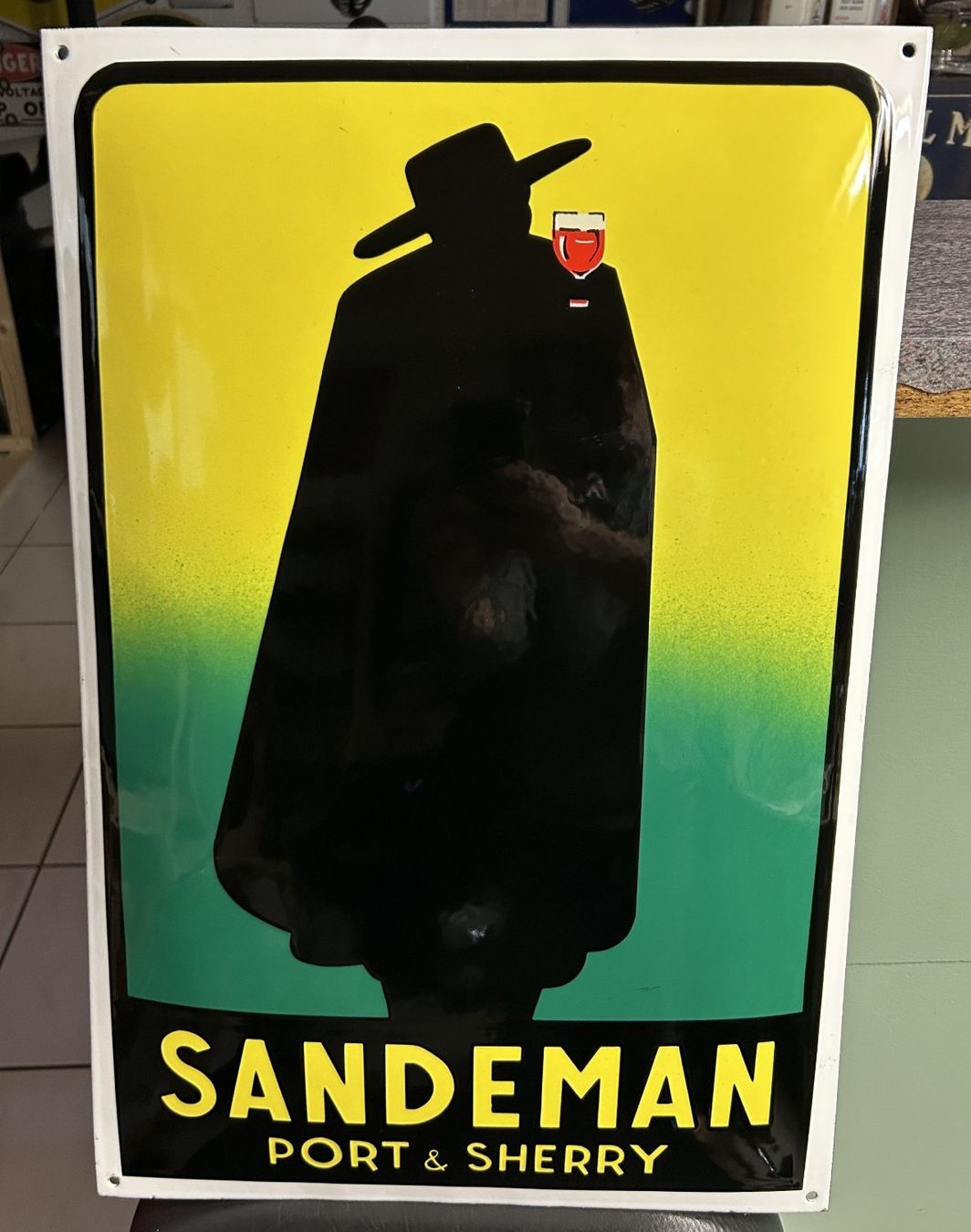 Insegne: Sandemann Port & Sherry Repro-Emailschild – Usato da Lüchingen venduto da Aw67