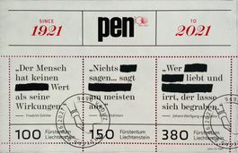 🇱🇮 2021 BLOC 1er jour « 100 ANS DE PEN INTERNATIONAL «