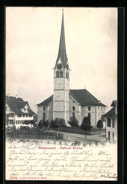 Cartoline postali: AK Wädenswil, Reformierte Kirche, 1906 – Usato da Berlin venduto da bartko-reher