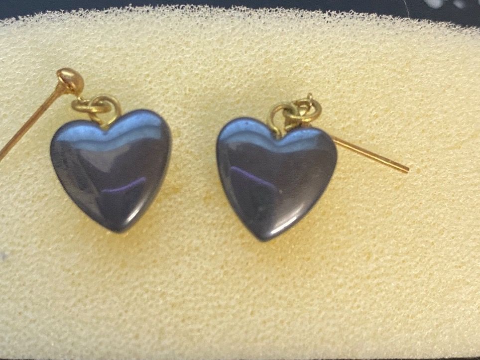 Boucles D'oreilles Pendantes Coeur Pailletées Dorées - Dormeuses Acier Inoxydable - Neuf