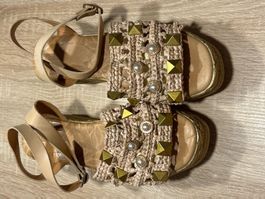 Mustang Sandalette mit Keilabsatz beige Gr. 38