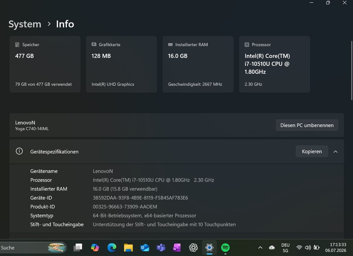 Lenovo Notebook: Lenovo Yoga C740-14IML  – Usato da Rüegsauschachen venduto da nai_2jfm 6