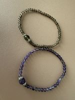 2 Beaded Bracelets Amethyst Smoky Quartz