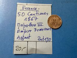 FRANCE : 50 CENTIMES 1867 - Napoléon III