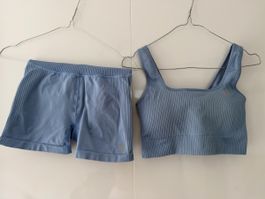 Oceans Apart Set Sports Bra Shorts Blue Size S
