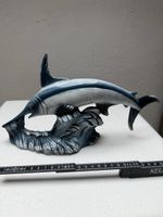 Deko Fisch Schwertfisch Skulptur blau weiss guter Zustand