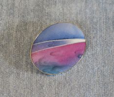 Brosche oval Seidenmalerei
