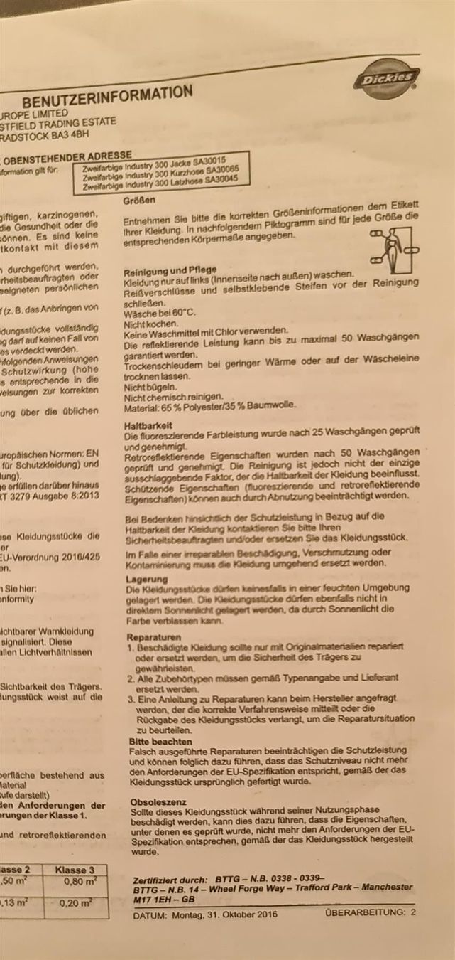 Dickies Hosen: Dickies Arbeitsshort , Warnschutzhose Gr. 48 – Neu und originalverpackt aus Uerkheim von Kaufoption 6