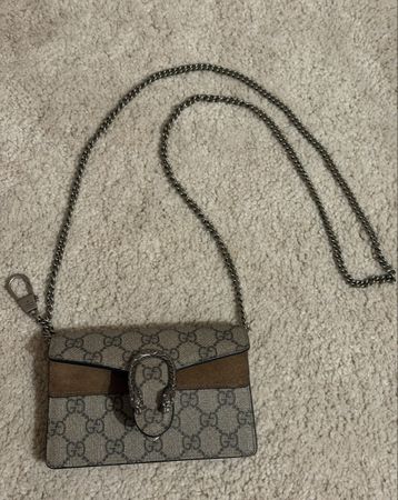 Gucci Dionysus Mini Tasche GG Supreme Canvas Braunes Leder