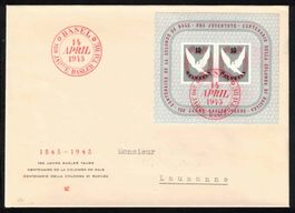 1945 Basler Taube Block W23 auf FDC