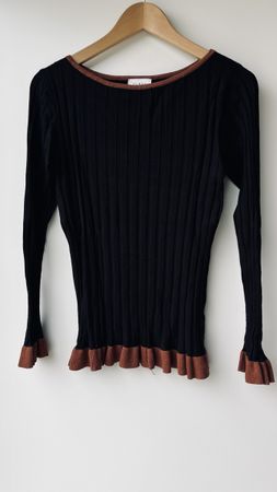 Pull CLASS noir détails marrons tendance S printemp