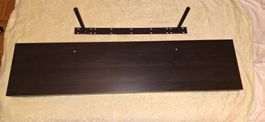 Étagère murale bois noir 80cm avec supports