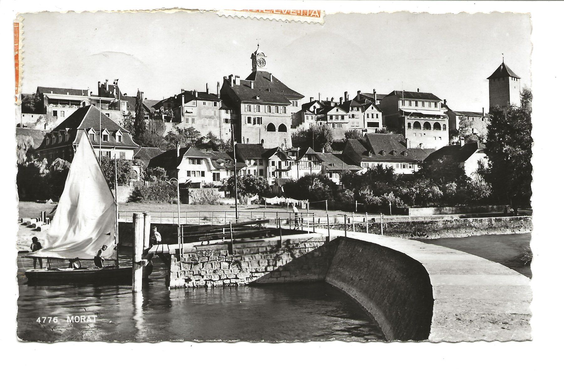 Murten - Morat (FR) Hafen - Segelschiff - Foto-AK - 1943 (Gebraucht) in