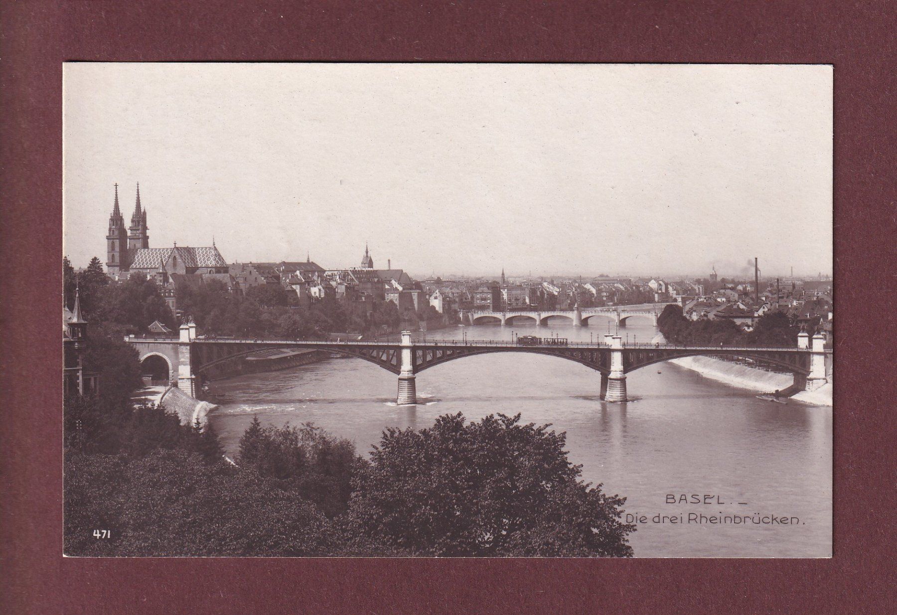 Ansichtskarten: BASEL - Die drei Rheinbrücken – Gebraucht aus Pully von nicecards