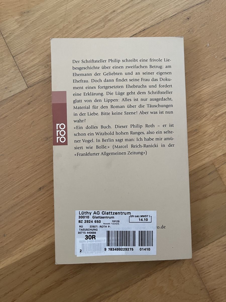 Bücher: Philip Roth - Täuschung – Neu (gemäss Beschreibung) aus Bern von Nena4 1