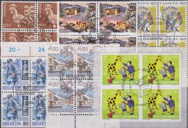 1974-2013, Tolle Sammlung Viererblöcke gestempelt in 6 Alben