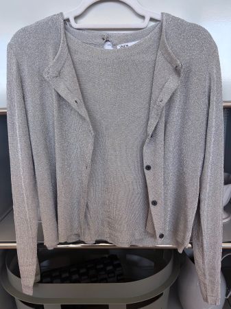 Zara silver knit cardigan set