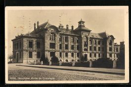 AK Neuchâtel, Ecole du Commerce, 1914