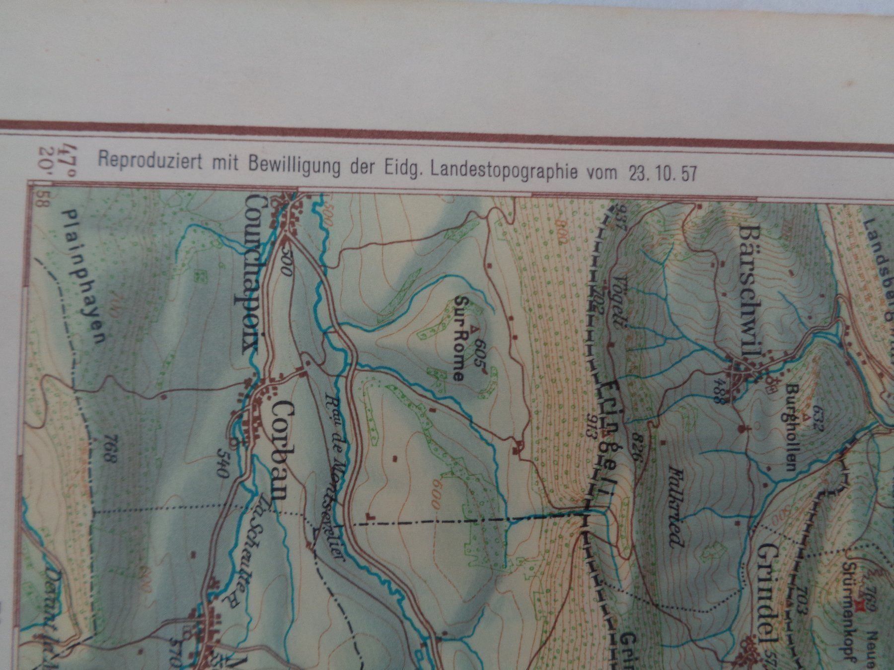 Cartine & Atlanti: Schüler-Landkarte Baselland 1958 – Usato da Chur venduto da omonia 3