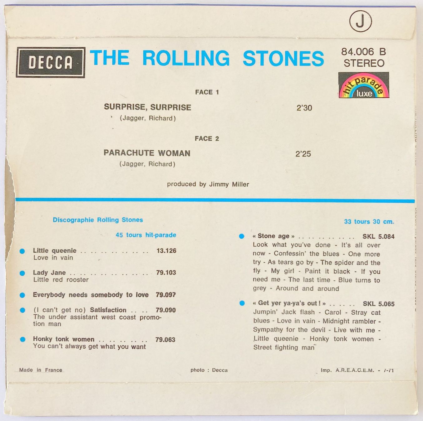 Dischi in vinile: ROLLING STONES - SURPRISE, SURPRISE – Usato da Bottens venduto da hotter-than-hell 1