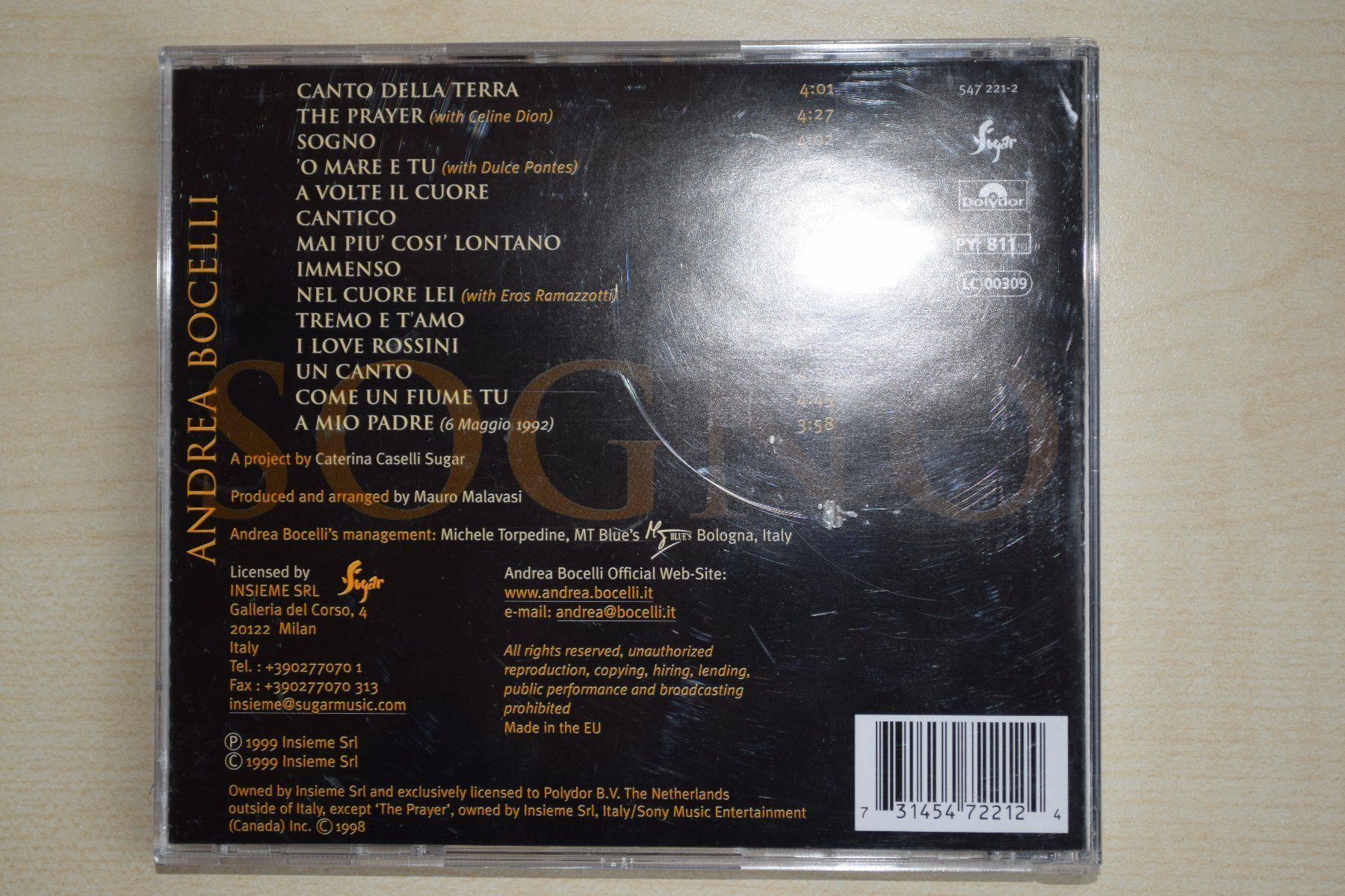 CDs: Andrea Bocelli: SOGNO (383) – D'occasion à Reutigen par DONDON55 1
