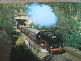 01 118 Schnellzug-Lok vor Sonderzug am 14.7.1985.
