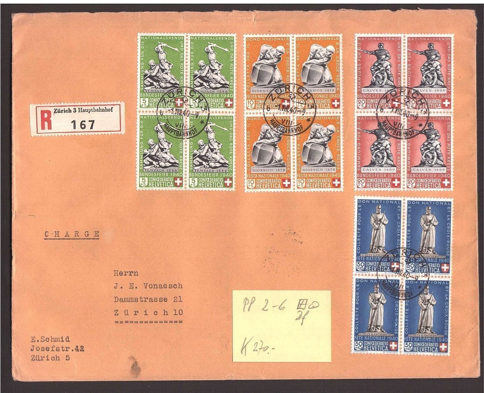 Buste & buste per spedizione: 1940 PP 2-6 VB R-Brief – Usato da Steffisburg venduto da malurada