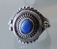 Giftring Silber 925 Poison Ring Lapislazuli Gr. 54