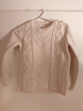Mädchen Pullover C&A Creme Zopfmuster, Grösse 98