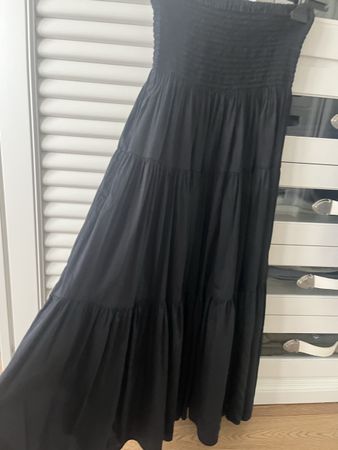 100% cotton black long skirt