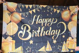 Grosses Happy Birthday Stoffbanner – Partydekor