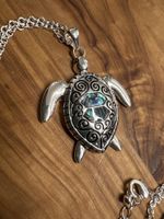 Silberne Kette Schildkröte mit Abalone Muschel