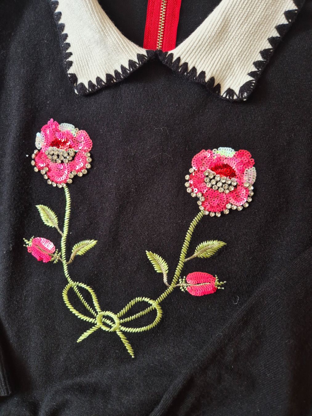 Pullover & Sweatshirts: PULLOVER PULLI S 36 STRASSSTEINE STICKEREI PAILETTEN TOP – Gebraucht aus Elsau von the-colorful-side 9