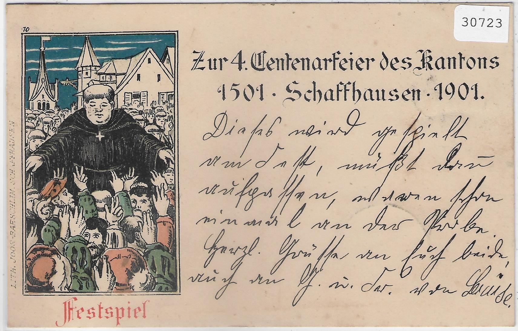 Ansichtskarten: Zur 4. Centenarfeier des Kantons SH – Gebraucht aus Ettingen von Kartenplanet