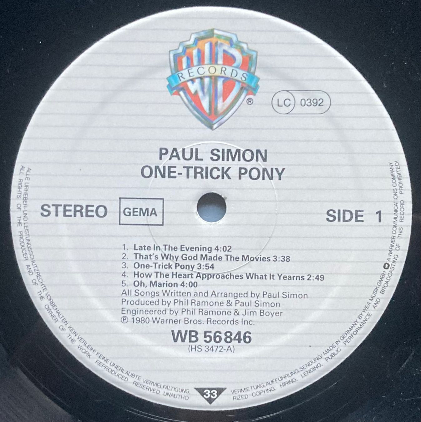 Schallplatten: PAUL SIMON - ONE-TRICK PONY – Gebraucht aus Poliez-Pittet von Newtown-Records 3