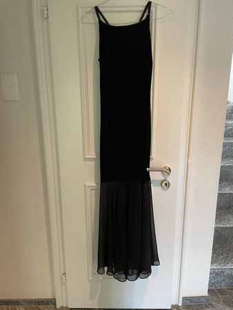 Elegant Black Velvet Dress, Sequined Straps