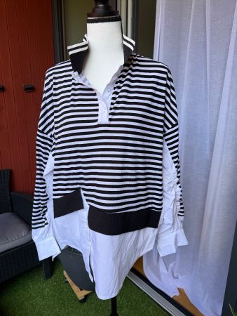 Coole Streifen-Bluse im Lagenlook, Gr. M